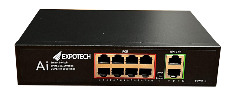 EXPOTECH EX-10120P 8 Port POE Switch + 2 Port FE Port