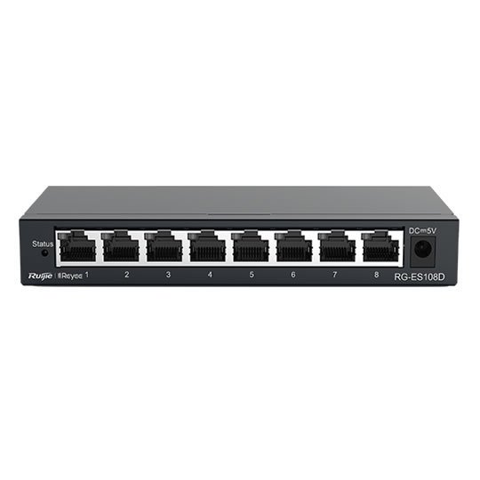 RG-ES108D 8-Port Yönetilemez Switch, 8 10/100base-t Ethernet RJ45 Port, Çelik Kasa