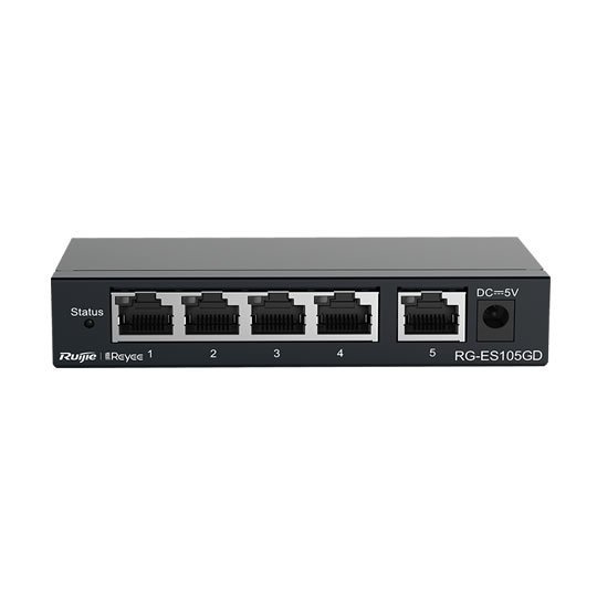 RG-ES105GD 5-Port Gigabit Yönetilemez Switch, 5 Gigabit RJ45 Port, Çelik Kasa