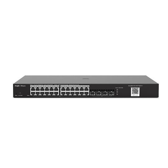 RG-NBS3100-24GT4SFP 24-Port Gigabit L2 Yönetilebilir Switch, 24 Gigabit RJ45 Port, 4 SFP Port, 19-inch Kabinet Tipi, Çelik Kasa